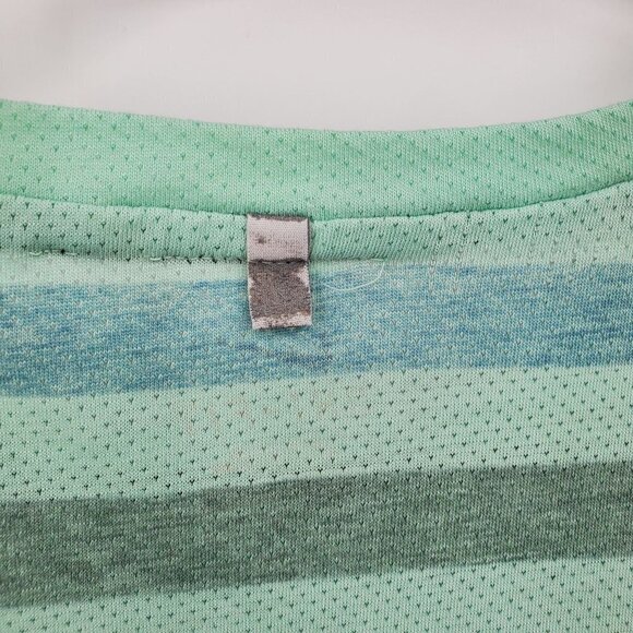 Nike Dri-Fit Running Shirt Zip Pockets Stripe Short Sleeve Mesh Large Womens - Picture 8 of 13